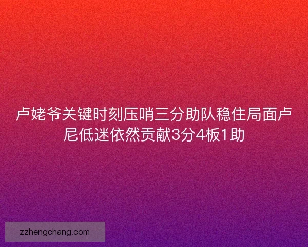 卢姥爷关键时刻压哨三分助队稳住局面卢尼低迷依然贡献3分4板1助