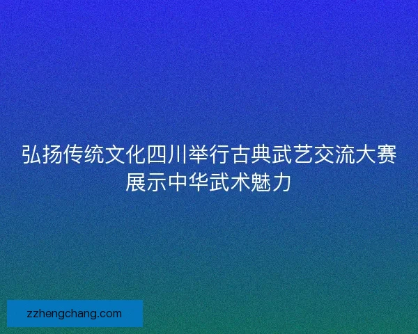 弘扬传统文化四川举行古典武艺交流大赛展示中华武术魅力